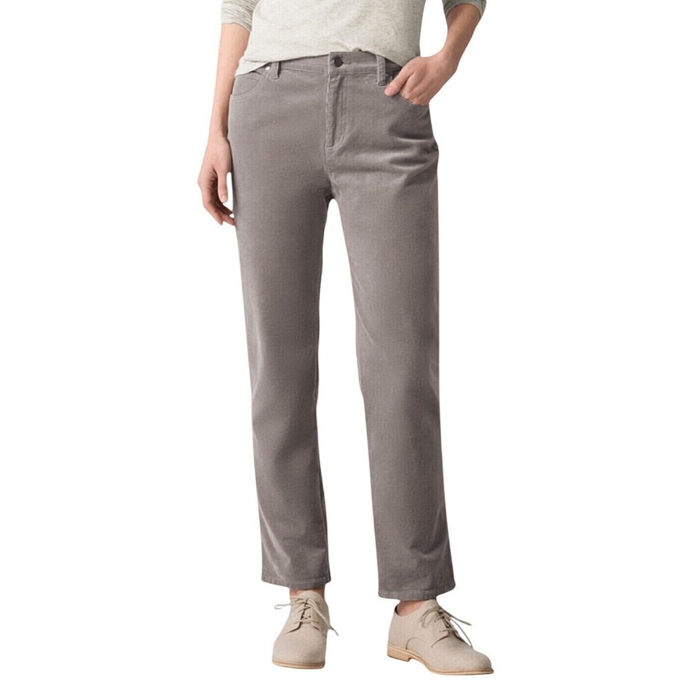 Eileen Fisher Organic Cotton Stretch Corduroy Straight Leg Pants Size S Taupe